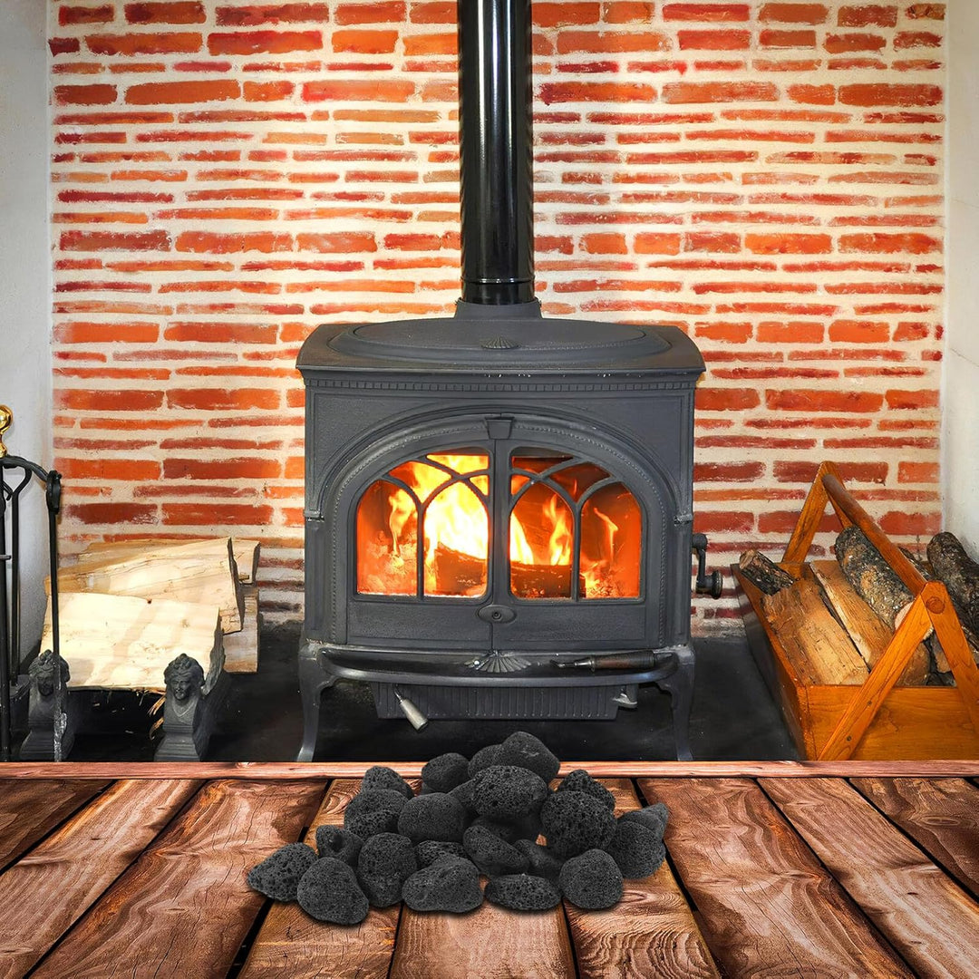 Lavasteine 1200g Natürliche Schwarze Vulkansteine 3-5cm Kaminsteine für Feuerstelle Dekorative Garte