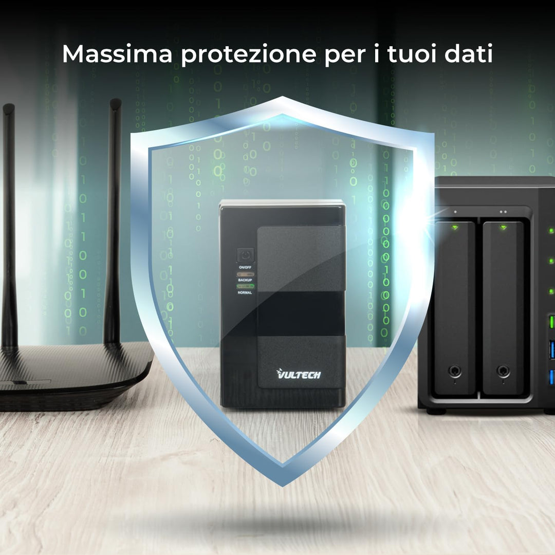 VulTech UPS650VA-LFP-NAS Desktop USV NAS Unterbrechungsfreie Stromversorgung für Synology/QNAP/Netzw