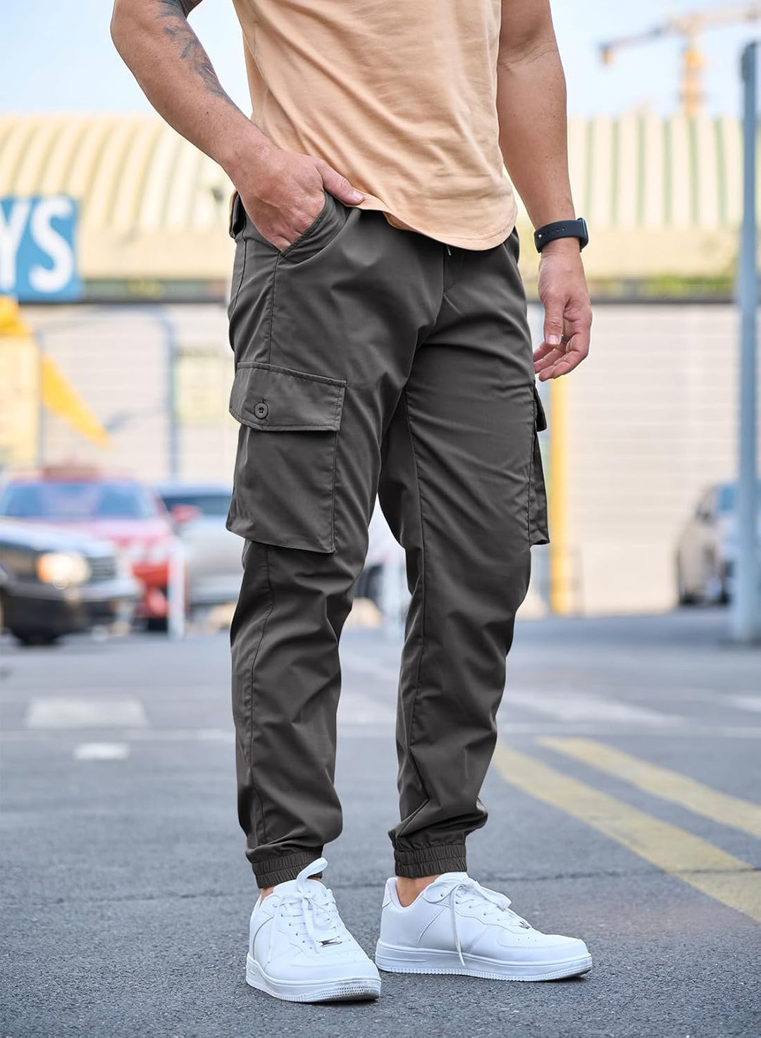 Cargohose Herren Lang Casual Jogginghose Stretch Arbeitshosen Regular Fit Cargo Hosen Elastische Her