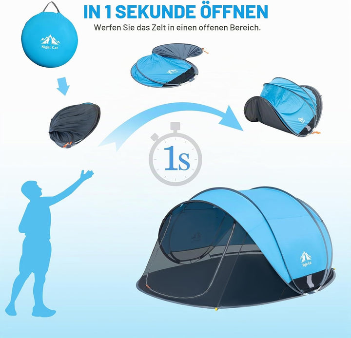 NIght Cat Pop Up Strand Zelt: 3 4 Personen Camping Strandmuschel mit Moskitonetz uv Schutz 50+ Sonne