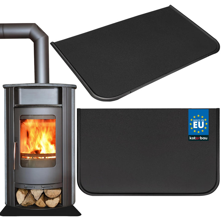 KOTARBAU® Kamin Bodenplatte 30 x 50 cm aus Pulverbeschichtung Stahl Schwarz Bodenblech Ascheblech Ka