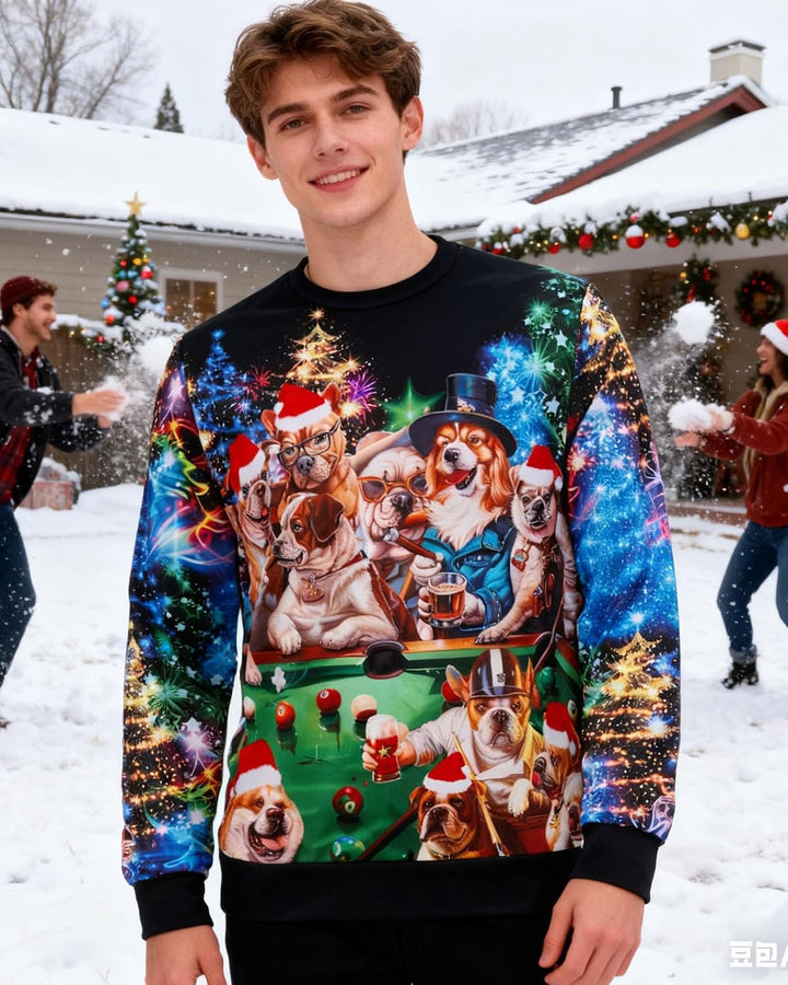 Herren Ugly Christmas Sweater Sweatshirts 3D Weihnachtspullover Damen Hässlich Weihnachten Witzig Ju