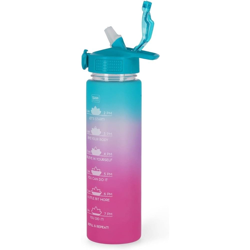 Legami - Love Yourself Motivierende Trinkflasche 1L - Love Yourself Trinkflasche mit Trinkzeiten, id