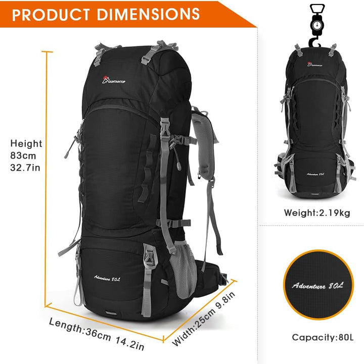 Mountaintop Trekkingrucksack 55L/80L Wanderrucksack Herren Damen Reiserucksack Grosser Rucksack mit