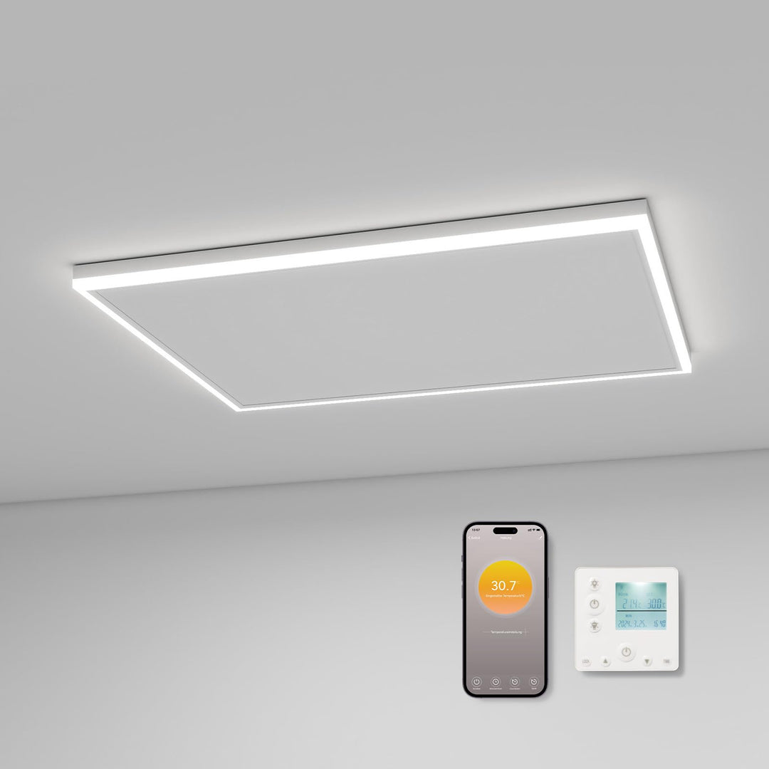 Infrarotheizung Deckenmontage 590 Watt, Deckenheizung Infrarot mit LED Beleuchtung, Infrarotheizung