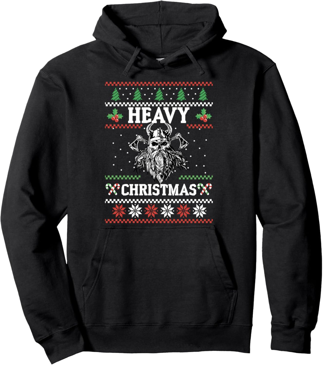 Heavy Christmas Wikinger und Metal Weihnachten Totenkopf Pullover Hoodie