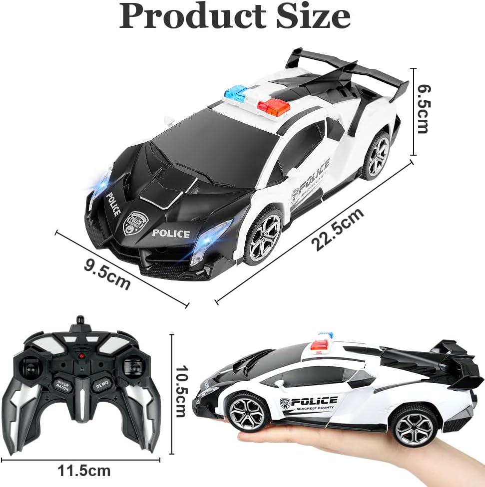 HOTUT Ferngesteuertes Auto, 1:18 Transformator, 2-in-1 Transform Roboter mit 2.4GHz Fernbedienung, P