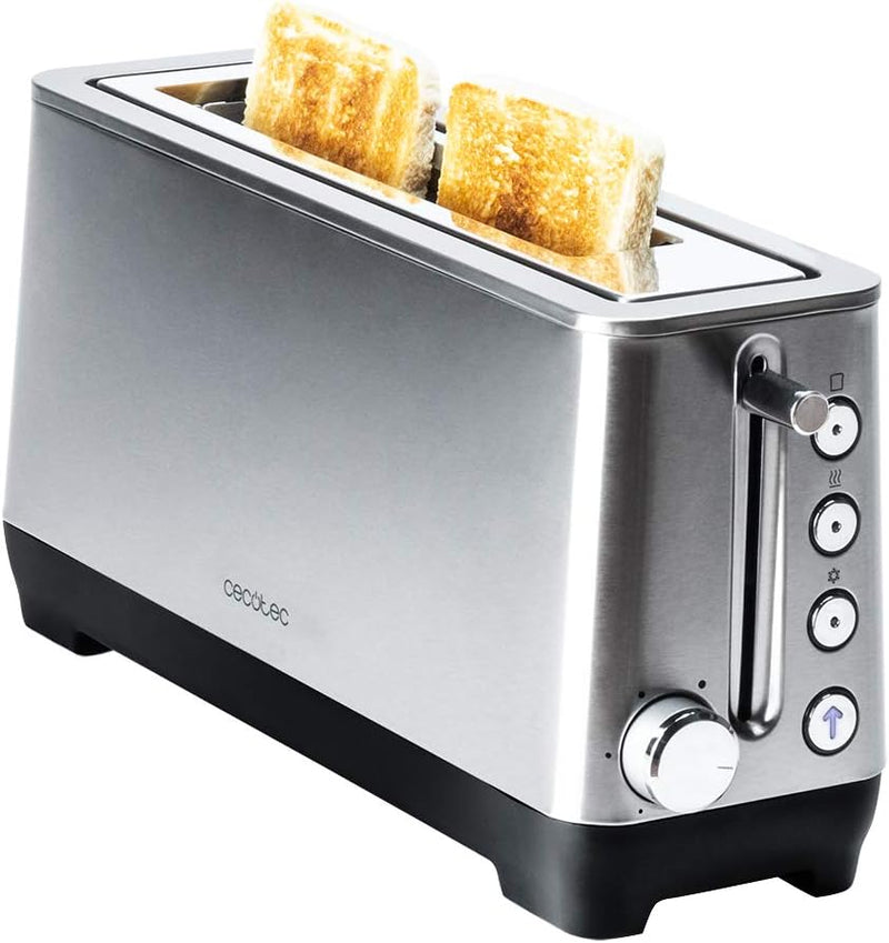 Cecotec Toaster BigToast Extra. Extra breiter, langer Steckplatz, Leistung 1100 W, 4 voreingestellte