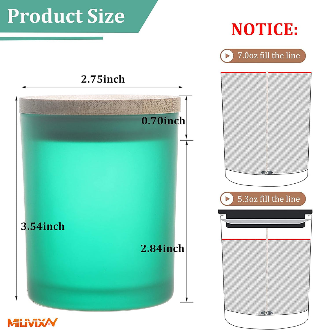 MILIVIXAY 12 Stück 200 ml mattgrüne Glas-Kerzengläser mit Deckel und Kerzenherstellungs-Sets – leere