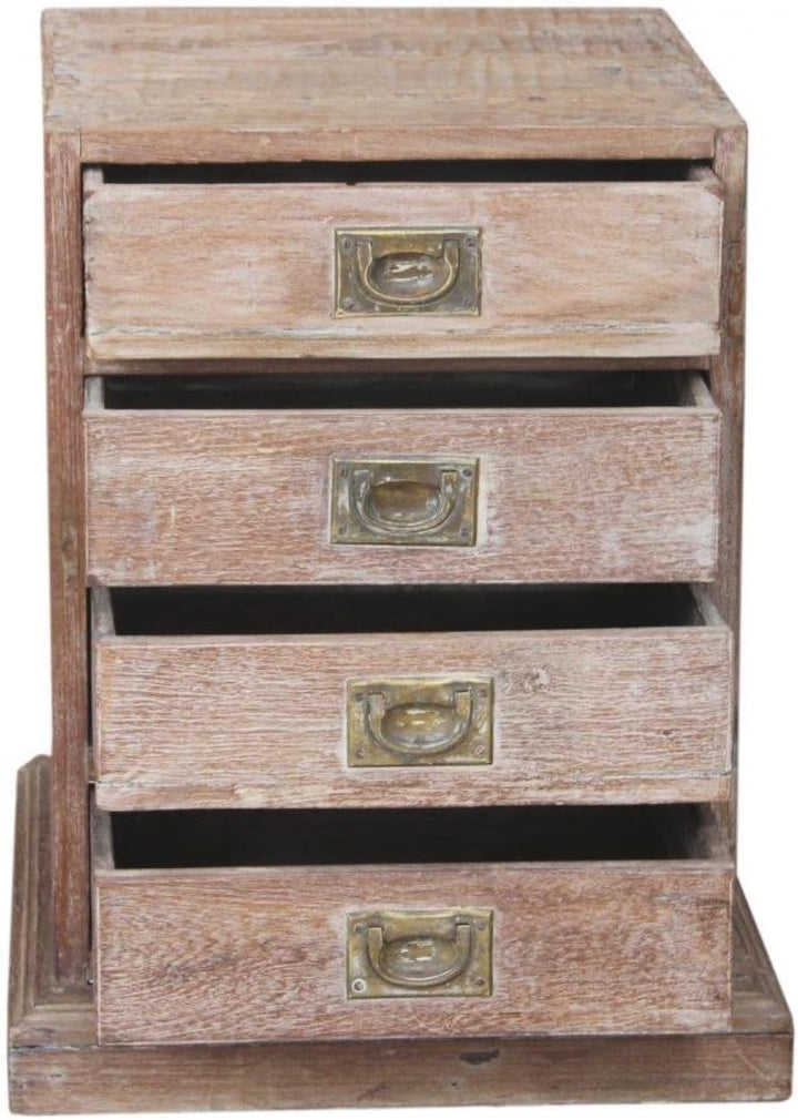 Vintage Beistellschrank, Kommode mit 4 Schubfächern, massiv, Modell 1 | Charmantes Design, ideal für