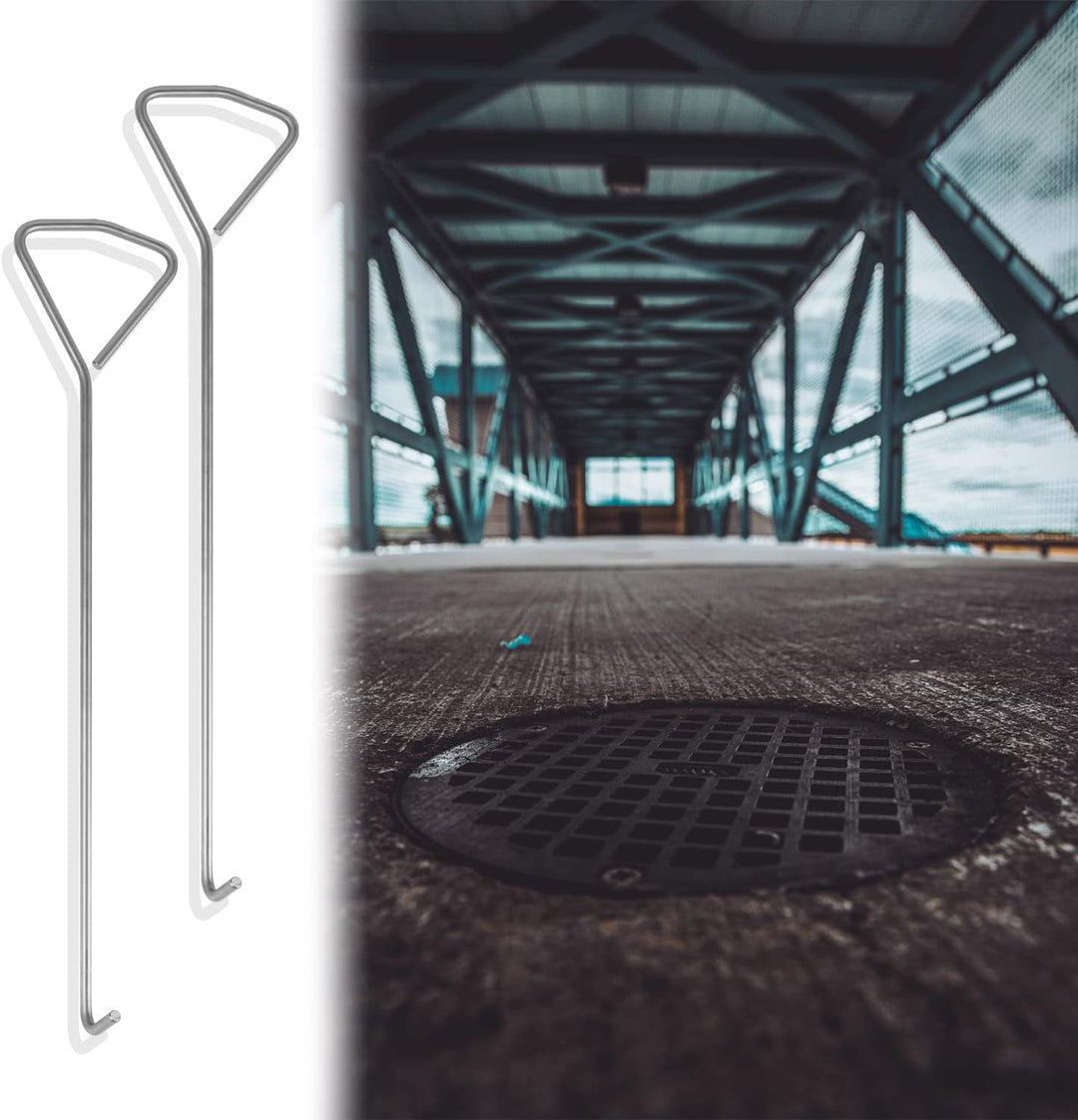 MaxAwe 2 Stk 100cm Edelstahl Kanaldeckelheber, Schachtdeckelhaken Schachthaken Kanalhaken Für Kanald