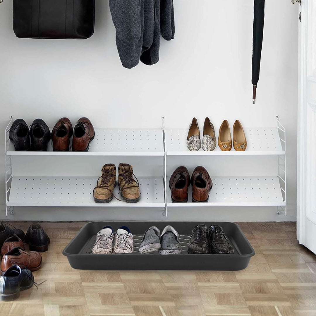 HOMURY Schwarz Schuhabtropfschale 2er Set: Schuh Abtropfschalen, Schuhwannen aus Kunststoff, Schuhab