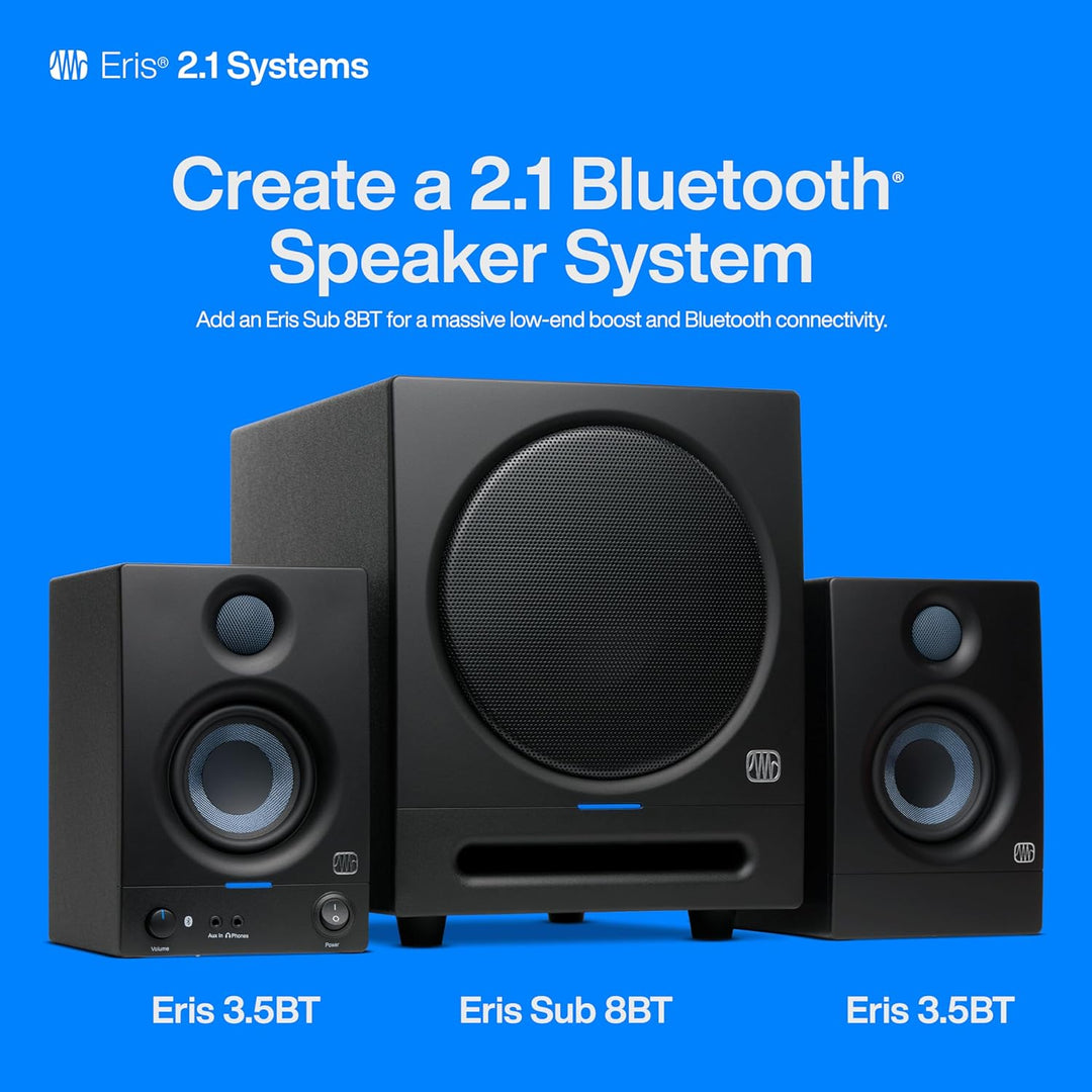 PreSonus Eris 3.5BT Gen 2 – 3,5" Desktop-Aktivlautsprecher mit Bluetooth für Multimedia, Gaming und