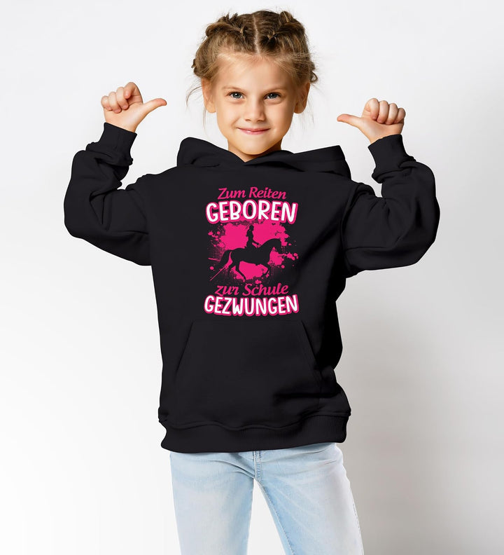 MoonWorks® Kinder Hoodie Mädchen Pferde Aufdruclk Spruch lustig Zum Reiten Geboren Mädchengeschenke