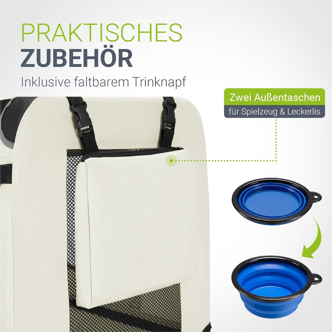 Juskys Hundetransportbox Lassie S faltbar & tragbar 34x50x36 cm mit Decke, Tasche & Griffen - Faltba