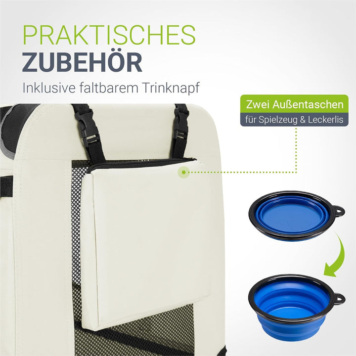 Juskys Hundetransportbox Lassie S faltbar & tragbar 34x50x36 cm mit Decke, Tasche & Griffen - Faltba