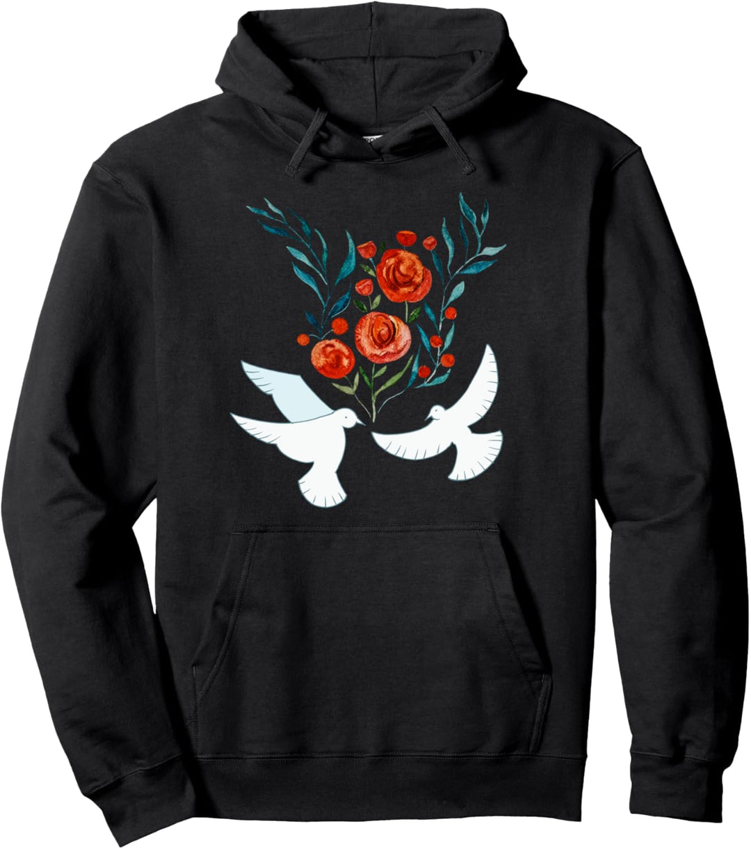 Rosen und Friedenstaube für Liebe und Frieden Pullover Hoodie