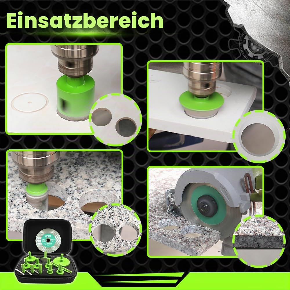 Diamant Fliesenbohrer Set 6-65mm - Diamantbohrer Lochsäge mit Dreikantschaft für Fliesen Porzellan K