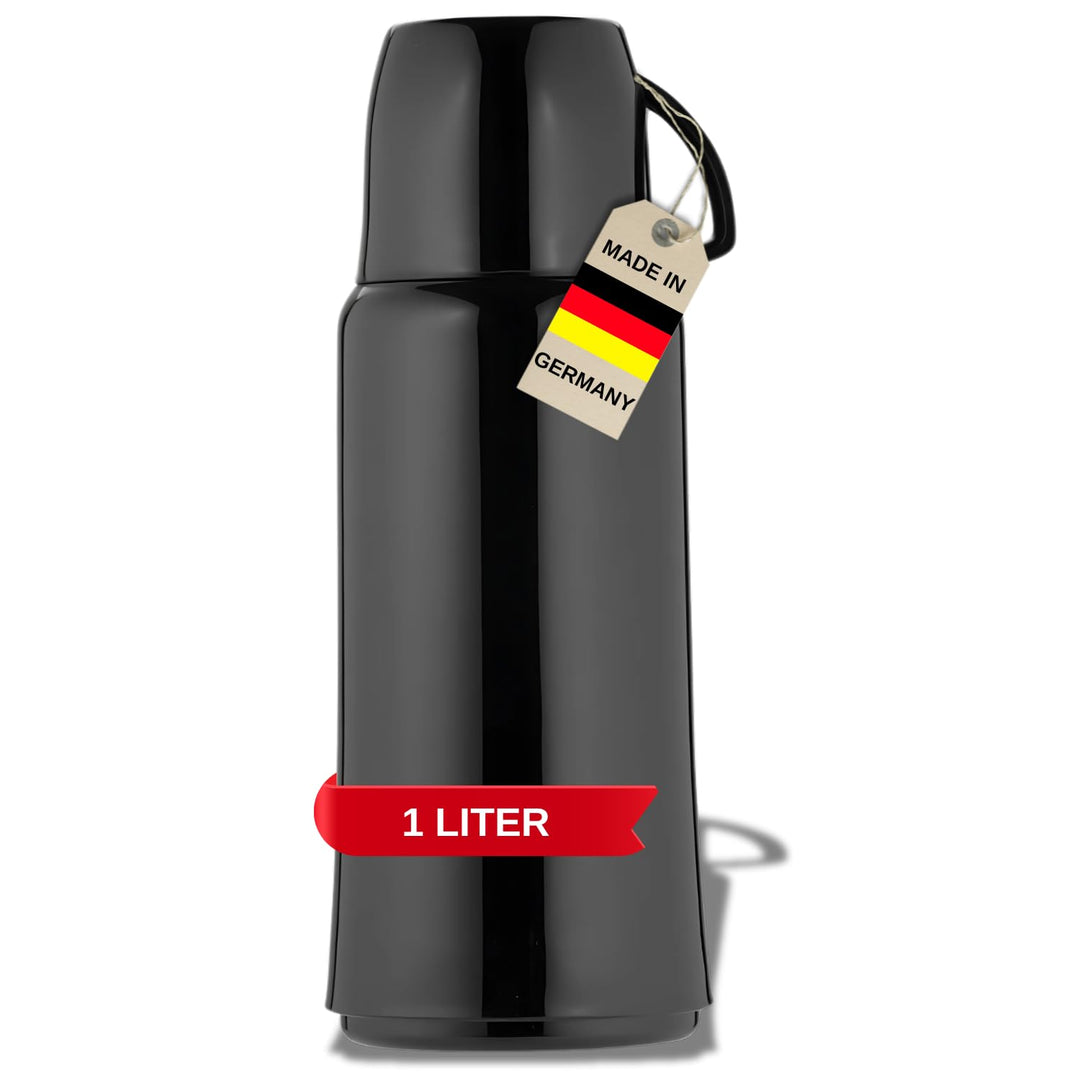 Helios Elegance Isolierflasche, Kunststoff, schwarz, 1 Liter, 6 1000 ml Schwarz, 1000 ml Schwarz