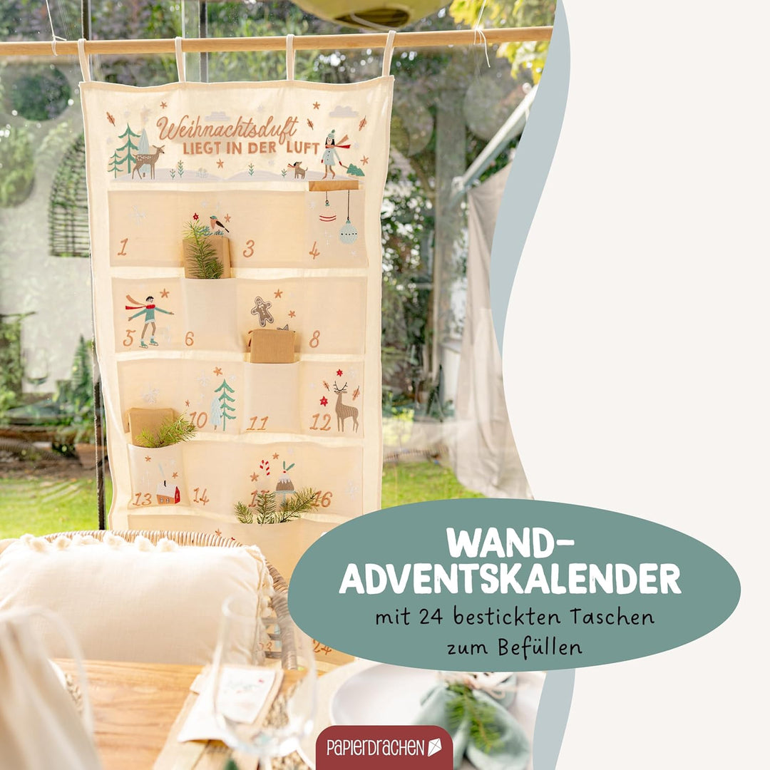 Papierdrachen Adventskalender 2025 - als Wandkalender - Cheerful Christmas - beige - hochwertig best