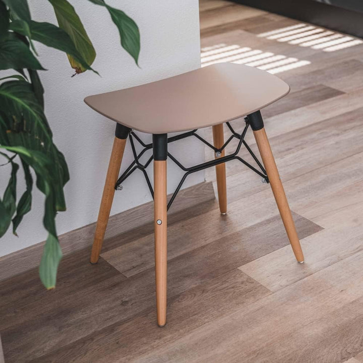 Hocker Holz Weiss Metall Skandinavisch Sitzhocker Quadratisch Rechteckig OPHÉLIE Farbe Platte - grau