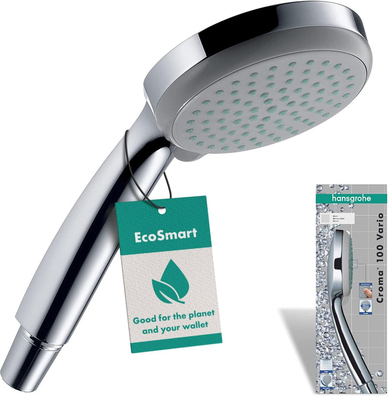 hansgrohe Duschset mit wassersparendem Duschkopf Croma 100, Sparduschkopf, 4 Strahlarten + hansgrohe