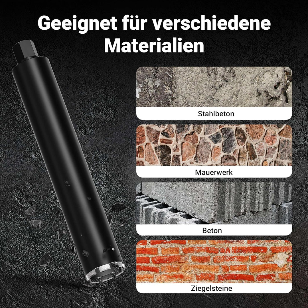 Wiltec Diamantbohrkrone Typ 2 (Mesh) Ø 82 mm, Bohrkrone 450 mm, 1¼ UNC Nassbohrkrone, Diamantbohrer