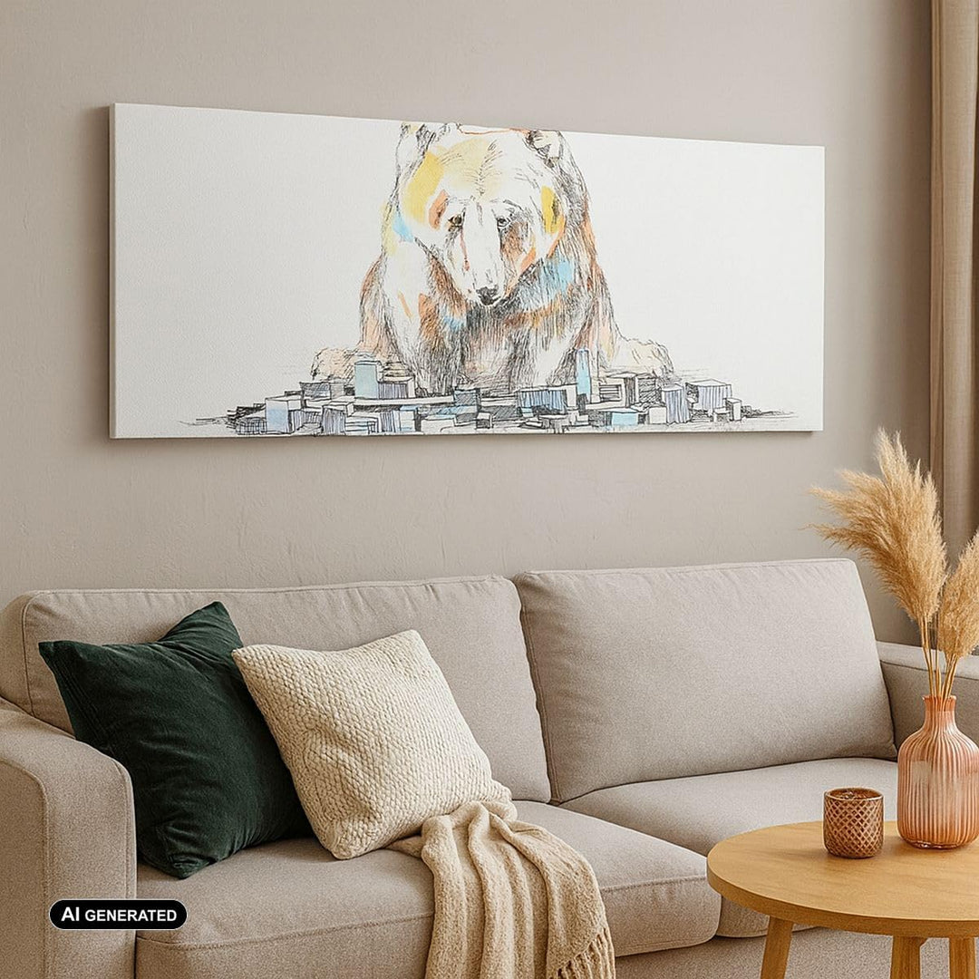 Wandbilder Dekoration Wohnzimmer Bär Spielzeug Spiel Illustration Panorama Bilder auf Leinwand 120x5