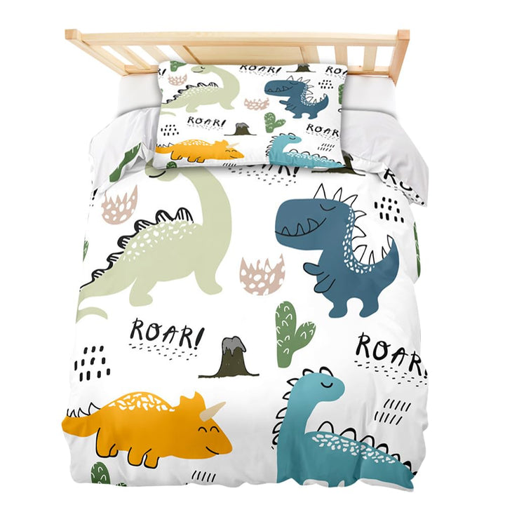 DASIAUTOEM Kinderbettwäsche, 100x135 Baby Bettwäsche Komplettset, Dinosaurier Bettwäsche,100% Polyes
