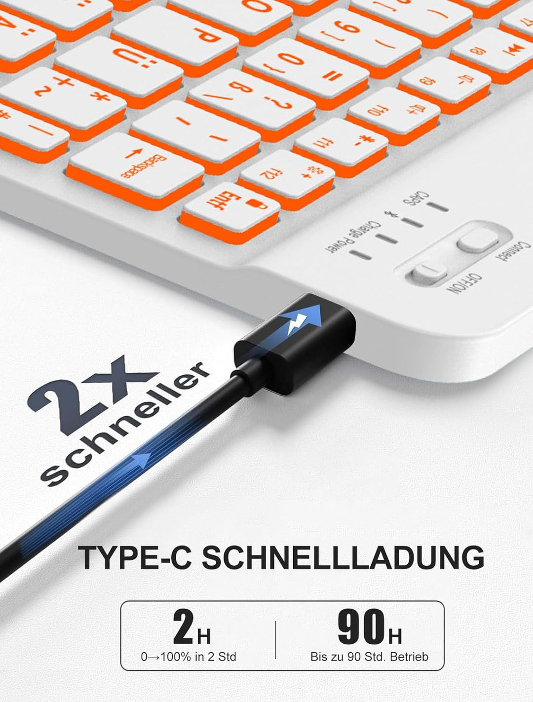 JADEMALL Für Samsung Tablet A9+ Tastatur mit RGB-Beleuchtung – Galaxy Tab A9 Plus Hülle QWERTZ Deuts