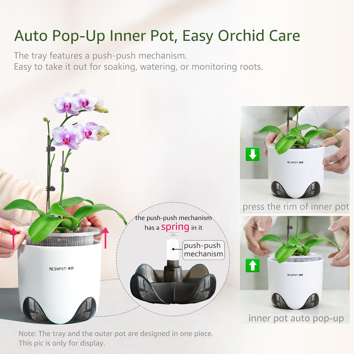 Meshpot Orchideentöpfe mit Löchern zum Umtopfen, 12,7 cm, 2 Stück, doppellagiger Kunststoff-Imitat,