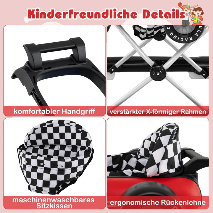 COSTWAY 4 in 1 Lauflernhilfe, Lauflernwagen klappbar mit einstellbarer Höhe, Baby Walker Autoförmig