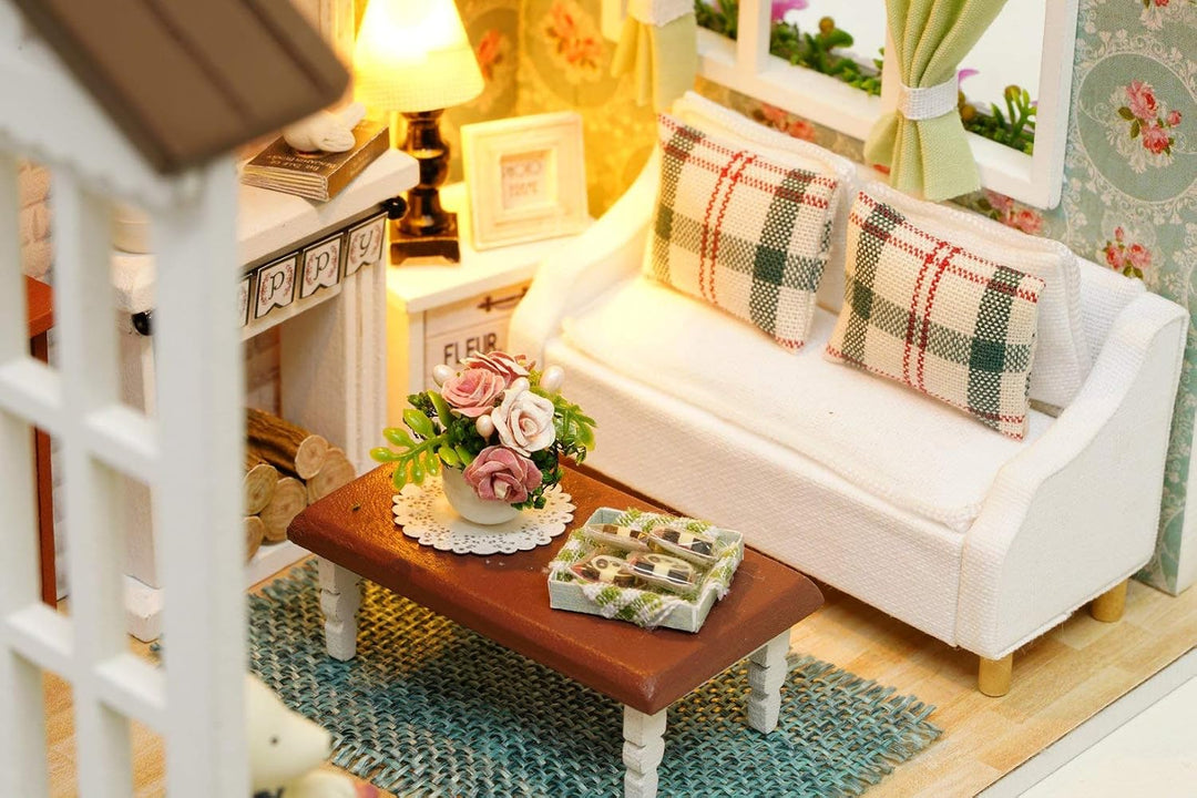 CUTEROOM DIY Puppenhaus aus Holz, Handcraft, Miniatur Kit-Salon, Modell und Möbel, Zeigen Fotos und