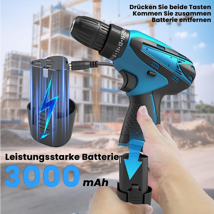 12V Akku Bohrschrauber Set,Akkuschrauber mit 2x 3.0AH Akku &amp; Ladegerät, 26tlg Zubehör, 25+1 Drehmome