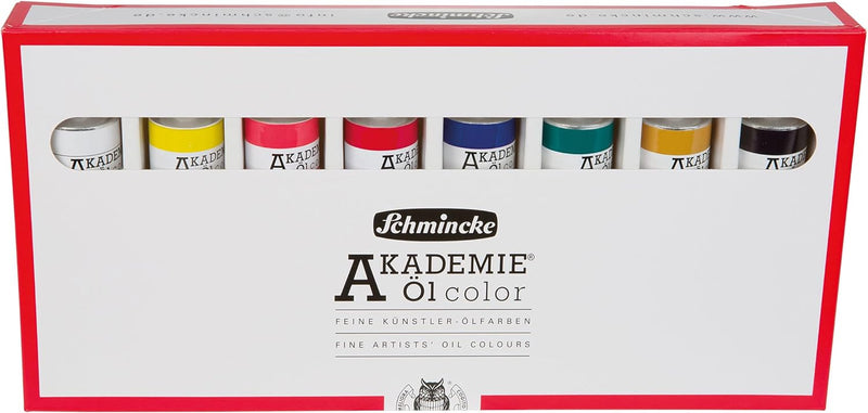 Schmincke - AKADEMIE Öl, Grundsortiment 8 x 60 ml Tuben, 79 011 097, feine Künstler-Ölfarben, brilla