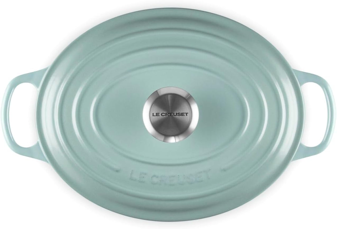 Le Creuset Signature Ovaler Bräter aus Gusseisen, 27 cm, 4,1 Liter, Sea Salt Sea Salt 35,2 x 22,6 x