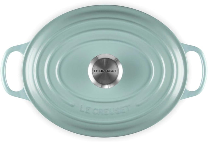 Le Creuset Signature Ovaler Bräter aus Gusseisen, 27 cm, 4,1 Liter, Sea Salt Sea Salt 35,2 x 22,6 x