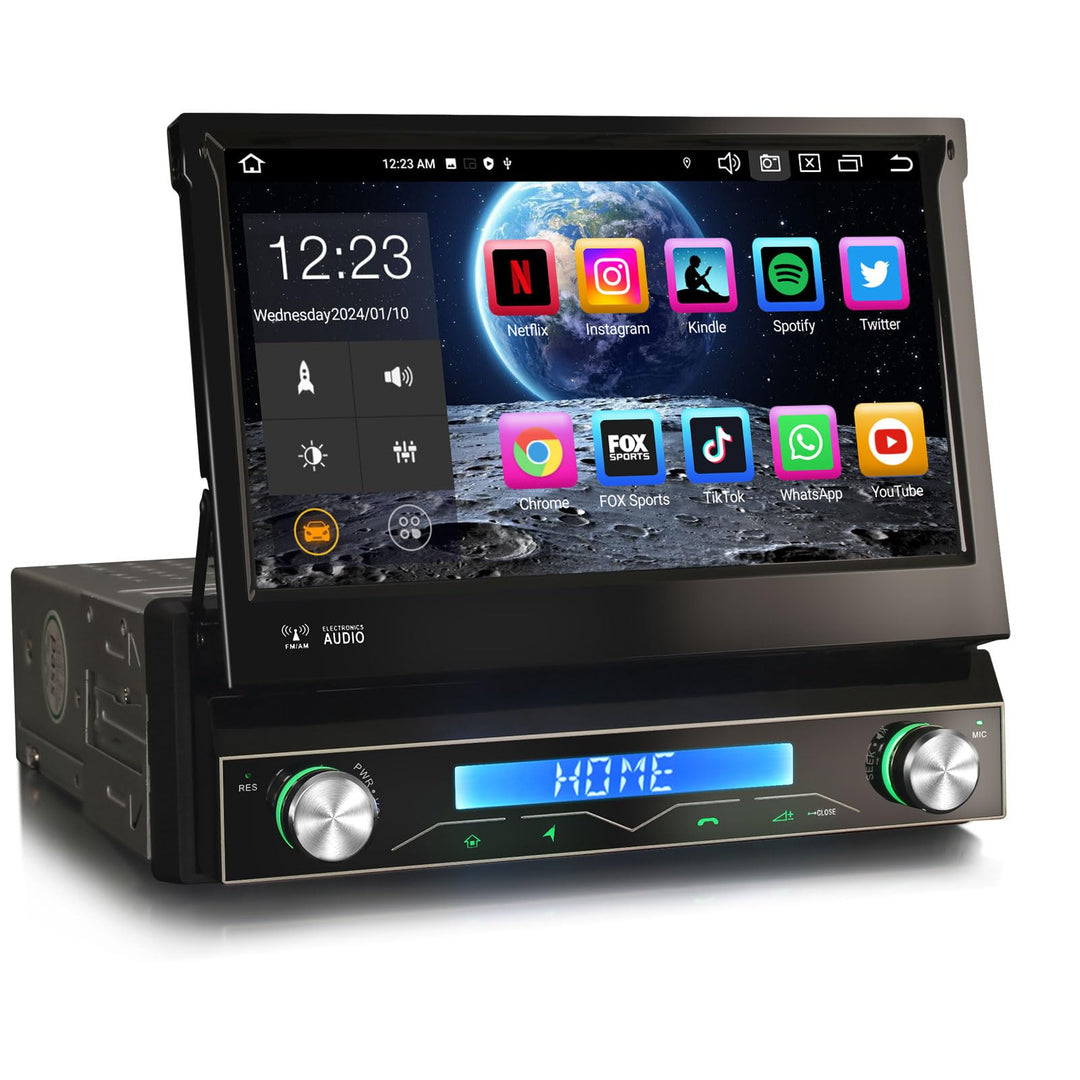 Erisin 8-Kern Android 14 1Din Universal GPS Navi Autoradio 7 Zoll HD IPS Touchscreen Integriertes Ka