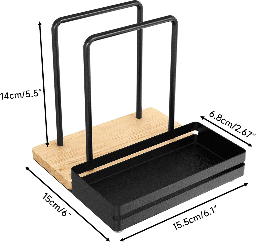 Serviettenhalter Schwarz,Serviettenhalter aus Metall & Holz Serviettenspender mit Caddy für Tisch Kü