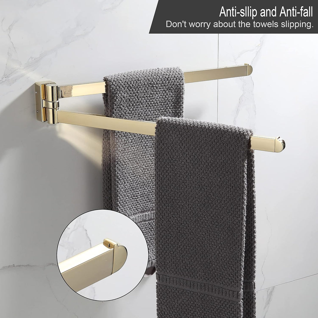 BGL Drehbare Handtuchstange mit Zwei Armen, Wandhalterung, Handtuchhalter für Badezimmer, Organizer,