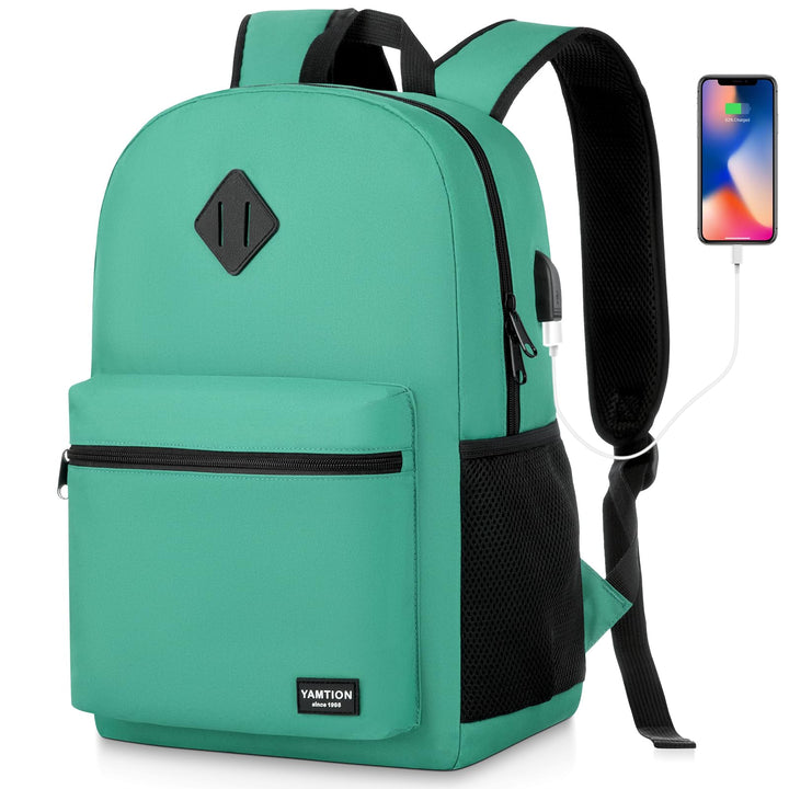 YAMTION Schulrucksack, Schultasche, für Mädchen und Jungen, Laptop-Rucksack mit USB-Ladeanschluss fü