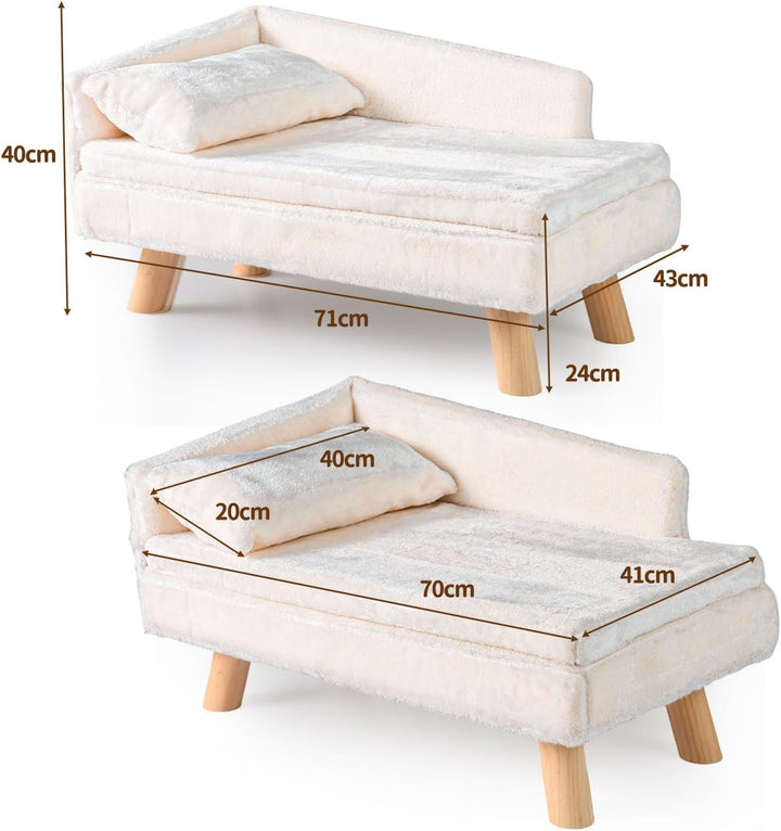GOPLUS Luxus Katzensofa, Erhöhtes Hundebett mit Rückenlehne, abnehmbarem Kissen &amp; Holzbeinen, Hundes