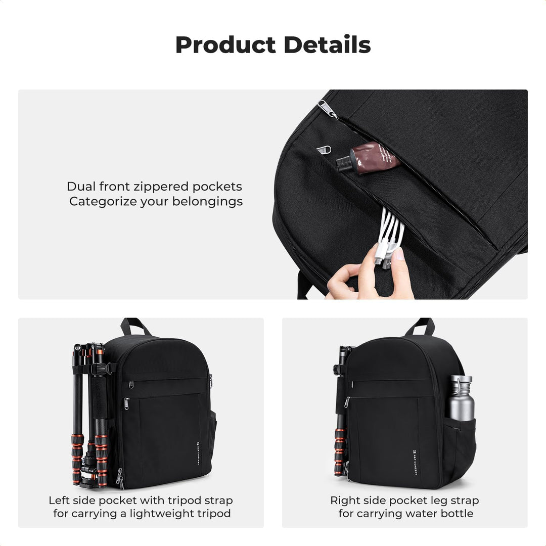 K&F CONCEPT Kamerarucksack Fotorucksack Kompakt & Leicht mit Regenschutz, Camera Backpack für Spiege