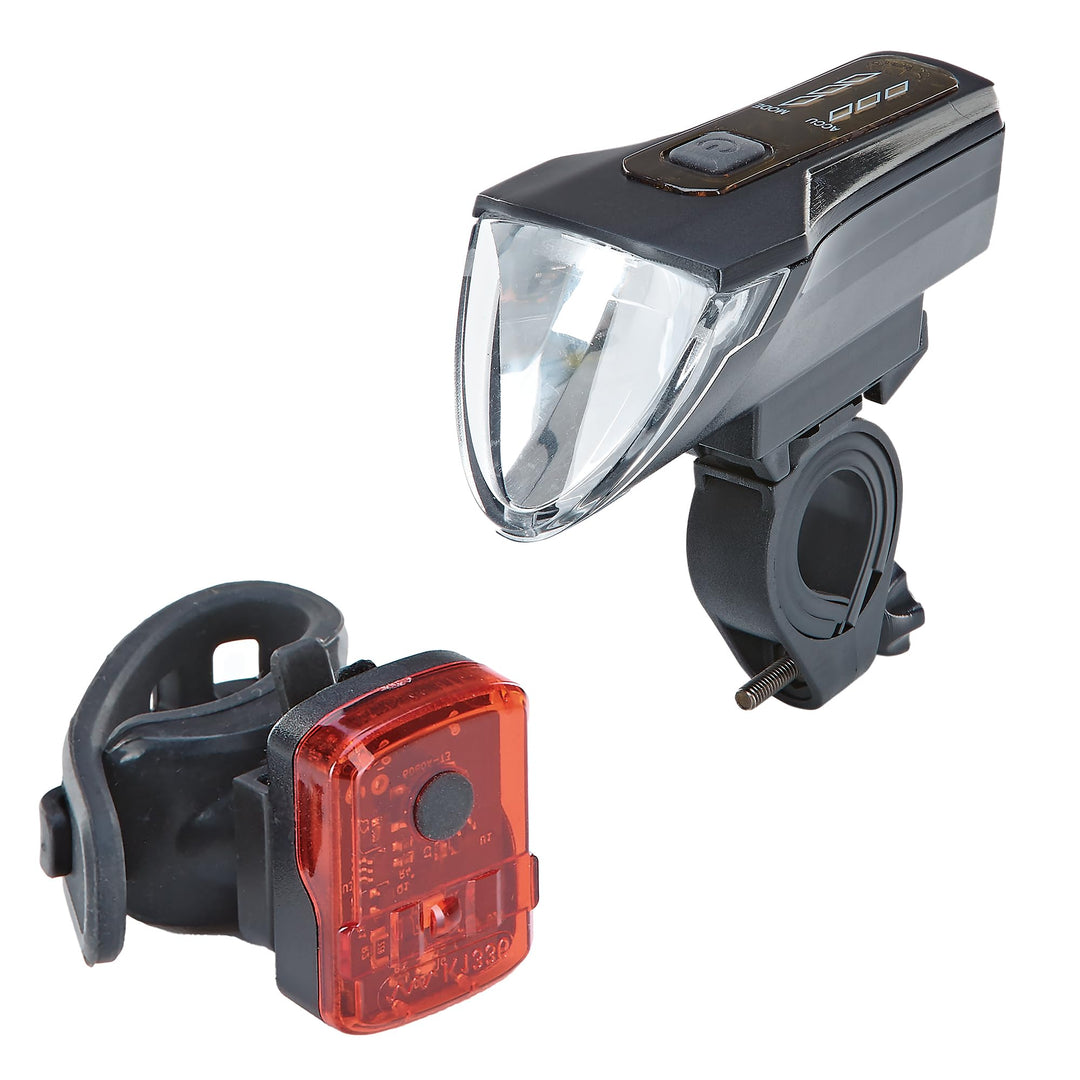 PROPHETE Fahrrad LED Akku-Beleuchtungsset – 70 Lux Scheinwerfer mit OSRAM LEDs, USB-C Wiederaufladba