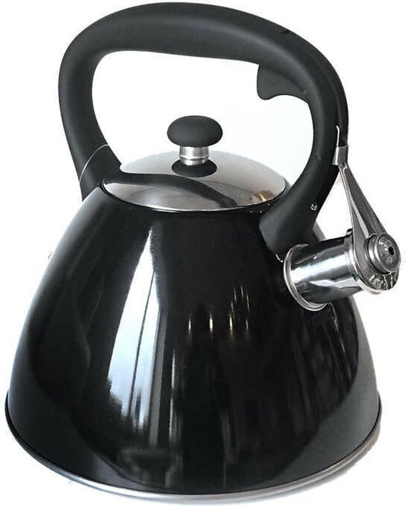 Klausberg Schwarz Edelstahl Flötenkessel Teekessel Wasserkessel 3,0 Liter KB-7208, Schwarz