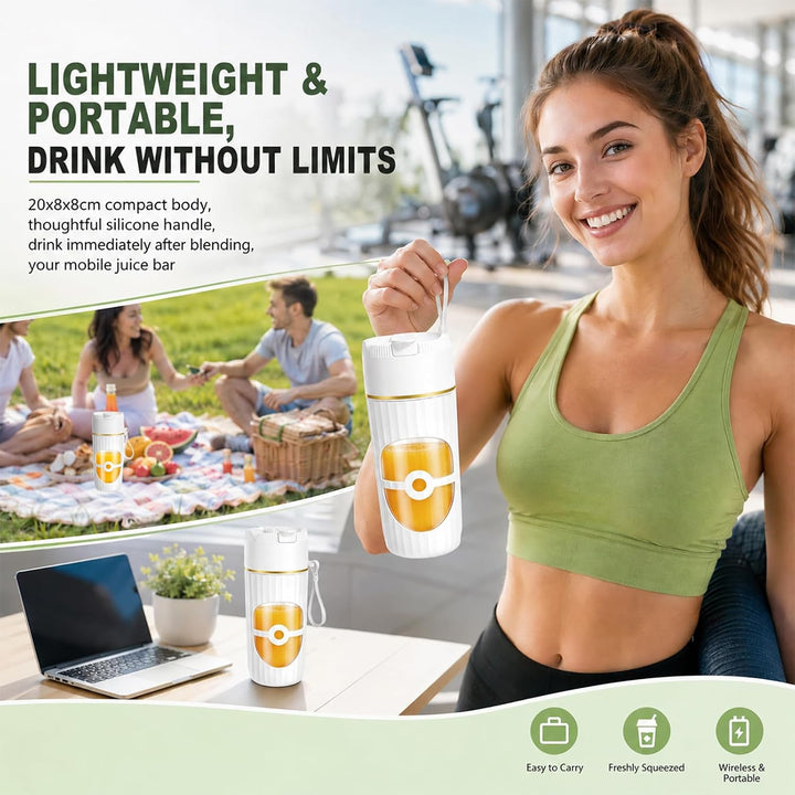 Tragbarer Mixer, 400 ml Kleiner Mixer Smoothie, Mini-Standmixer mit 10 Edelstahlklingen, Maker To Go