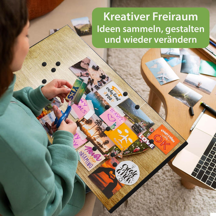banjado Magnettafel schwarz 78 x 37cm / Magnetwand Metall/Magnetpinnwand als Memoboard/Pinnwand Magn