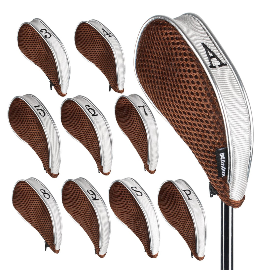 Andux Golfschlägerhauben aus Eisen, mit Reissverschluss, für Links- und Rechtshänder, 10 Stück/Set (