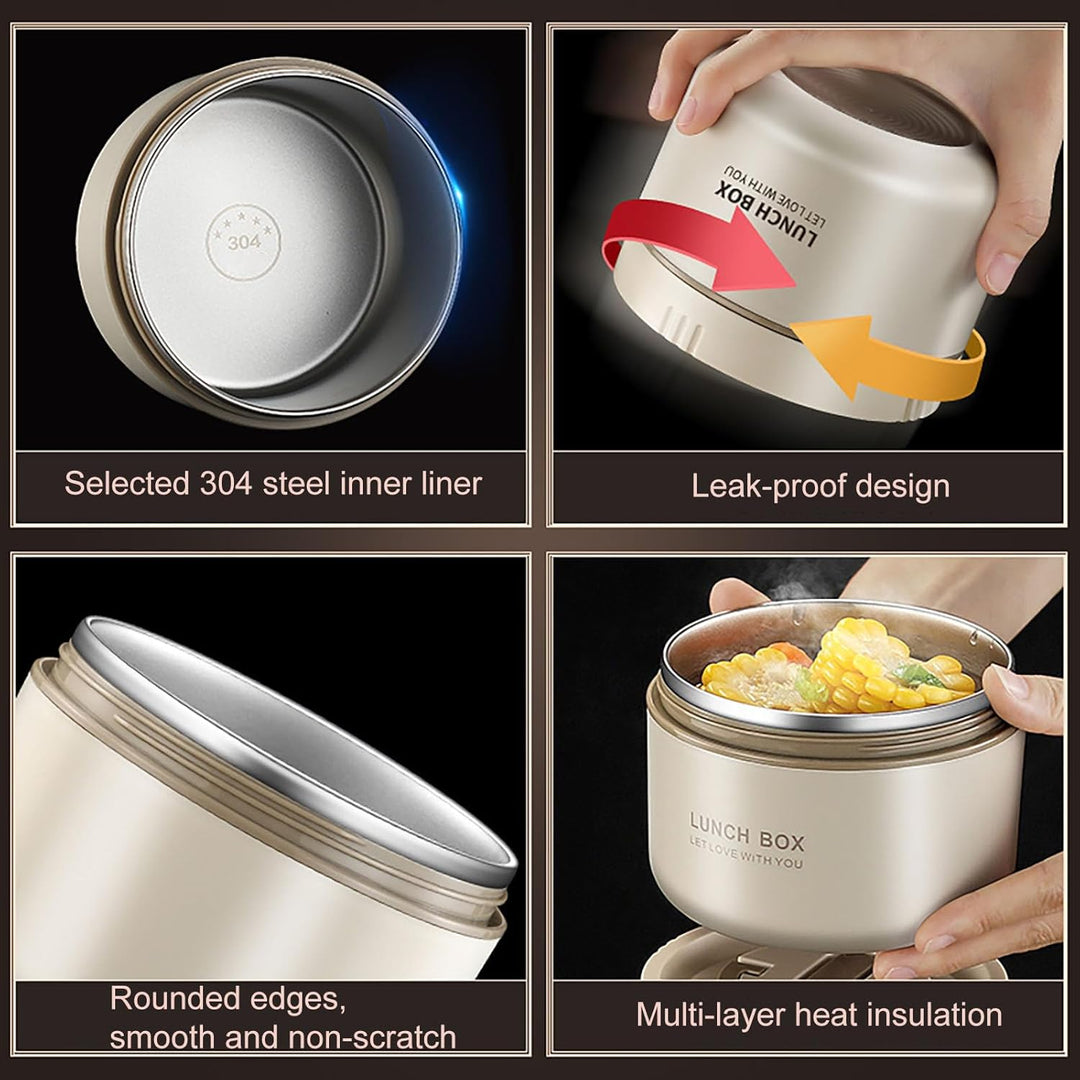 Lsolierte Lunchbox, 304 Edelstahl Wärmebehälter Gute Dichtung Leicht Handlich, Multifunktional Therm