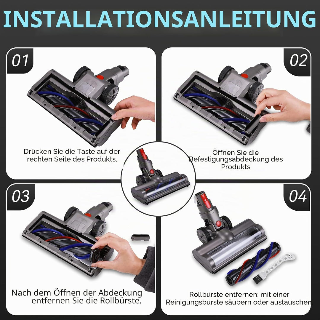 Lukvcoe Bürste Kompatibel für Dyson V7 V8 V10 V11 V15 Staubsauger, Direktantrieb Turbine Bodendüse E